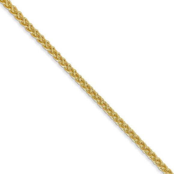 2mm 14k Yellow Gold Hollow Wheat Chain Necklace 30 Inch